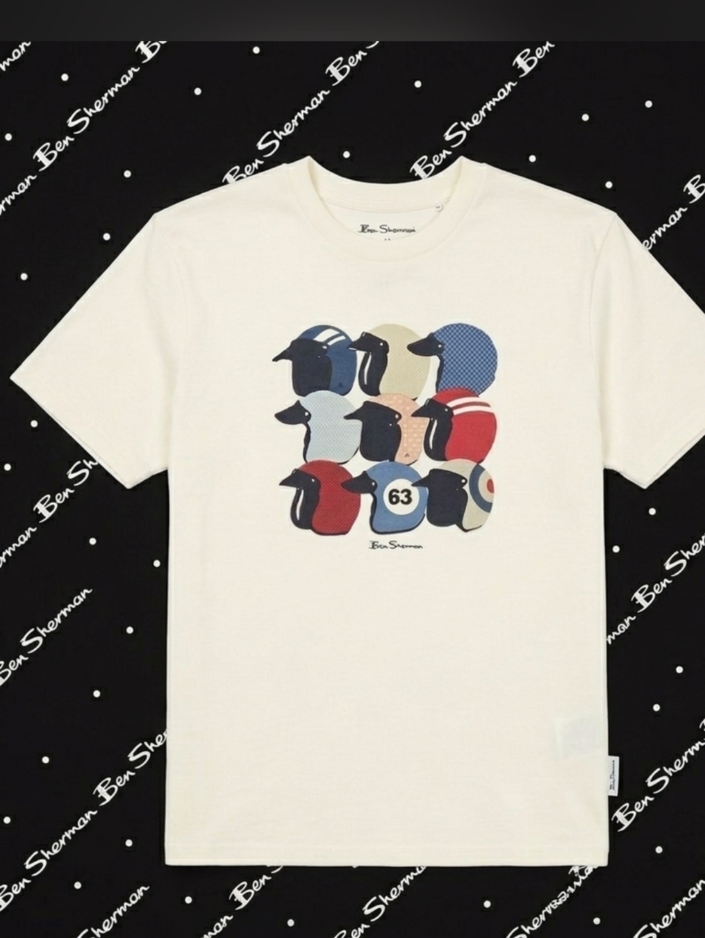 NWT - MEN'S - Ben Sherman Cream Short-Sleeve Tee with Retro Helmet Graphic